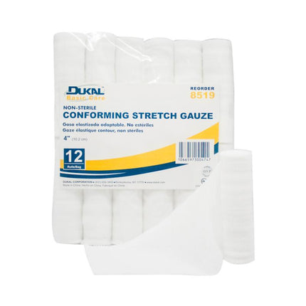 Non-Sterile Basic Care Conforming Stretch Gauze 4" | 8519 | | Bandages, Conforming Stretch Bandages, Non-Sterile, Traditional Wound Care | Dukal | SurgiMac