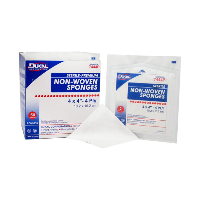 Dukal | Sterile Premium Non-Woven Sponges 4" x 4" 4-Ply | 7444P