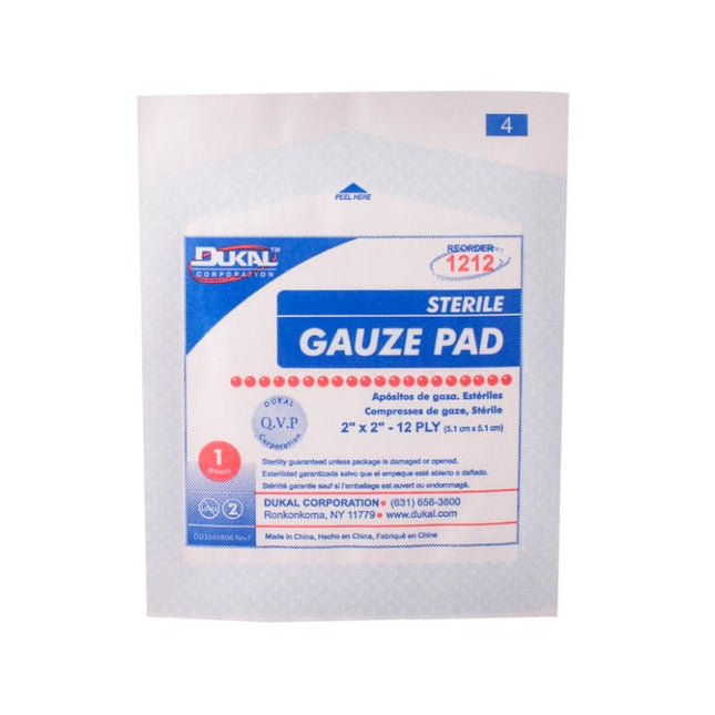 Dukal | Sterile Gauze Pad 2" x 2" 12-Ply | 1212