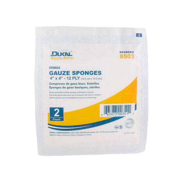 Dukal | Sterile Basic Care Gauze Sponge 4" x 4" 12-Ply | 8503