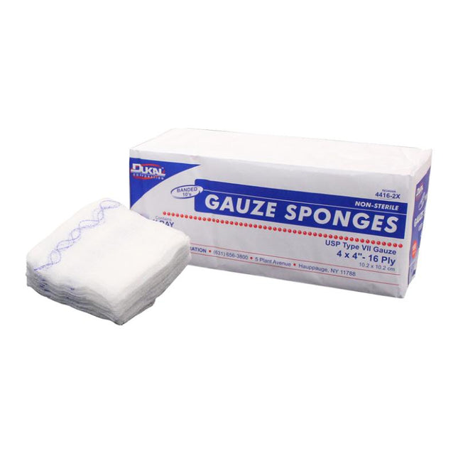 Dukal | Non-Sterile X-Ray Detectable Type VII Gauze Sponges 4" x 4" 16-Ply | 4416-2X