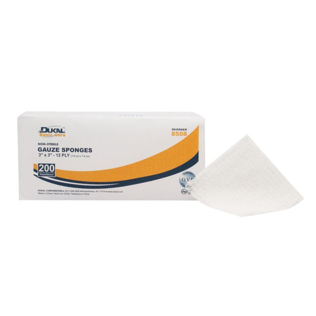 Dukal | Non-Sterile Basic Care Gauze Sponge 3" x 3" 12-Ply | 8508