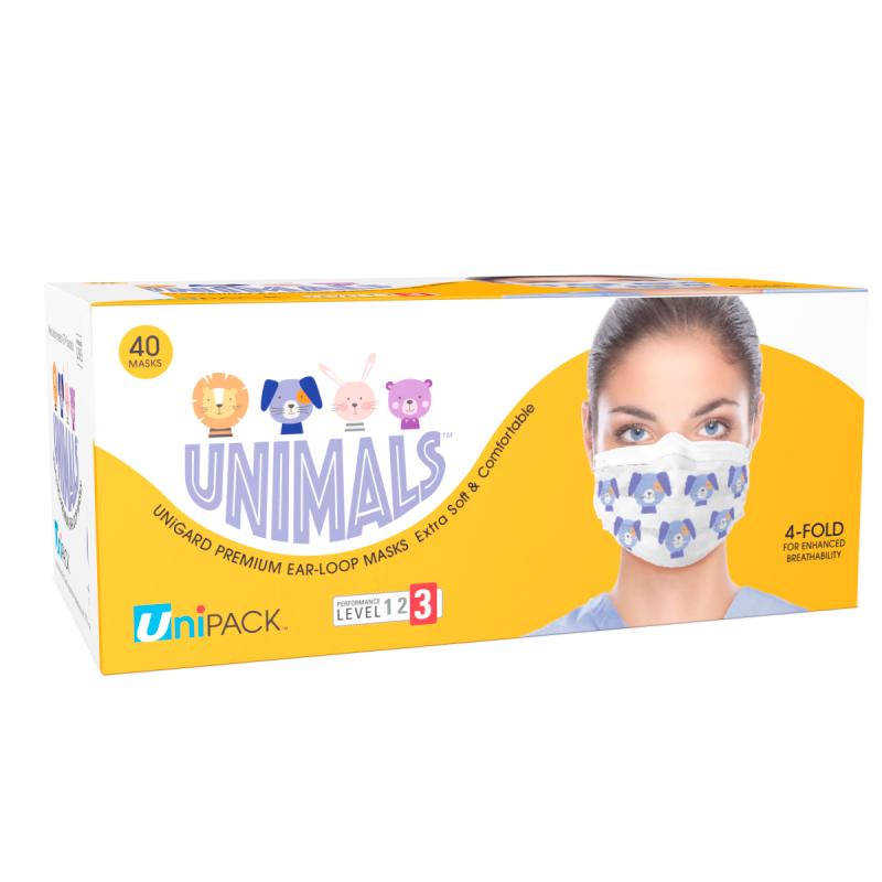 Dukal | Mask Level 3 Ear-Loop UniMals Animal Print | ULM-6372