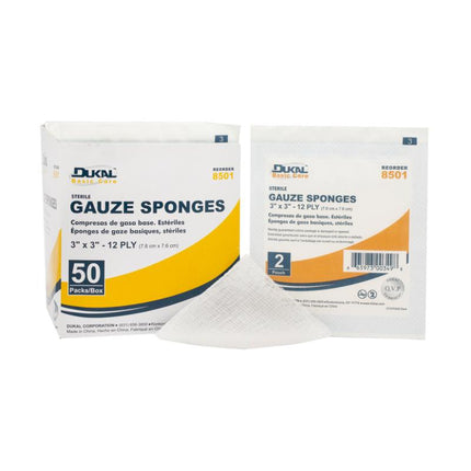 Sterile Basic Care Gauze Sponge 3" x 3" 12-Ply