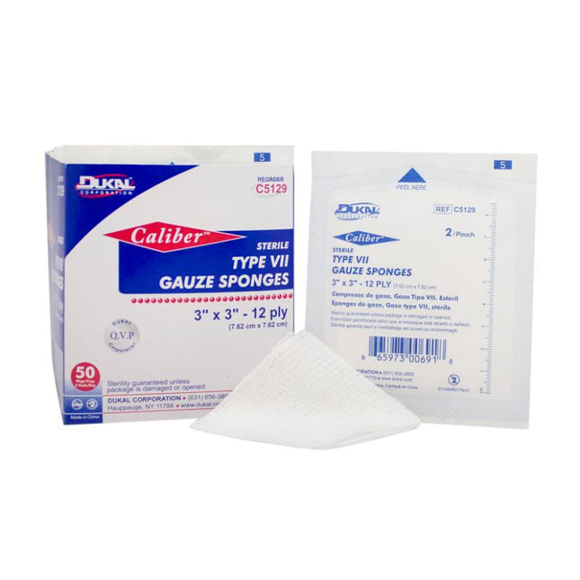 Dukal | Sterile Type VII Gauze Sponges 3" x 3" 12-Ply | C5129