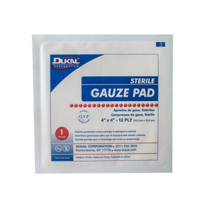 Dukal | Sterile Gauze Pad 4" x 4" 12-Ply | 1414-25