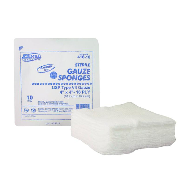 Dukal | Sterile Type VII Gauze Sponges 4" x 4" 16-Ply | 416-10