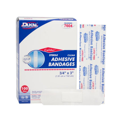 Sheer Adhesive Bandages 3/4 x 3 | 7604 | | Adhesive Bandages, Sheer, Vaccine Supplies | Dukal | SurgiMac