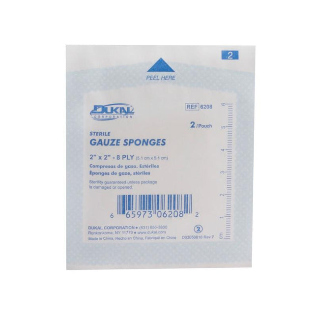 Dukal | Sterile Gauze Sponges 2" x 2" 8-Ply | 6208