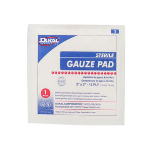 Dukal | Sterile Gauze Pad 3" x 3" 12-Ply | 1313-25