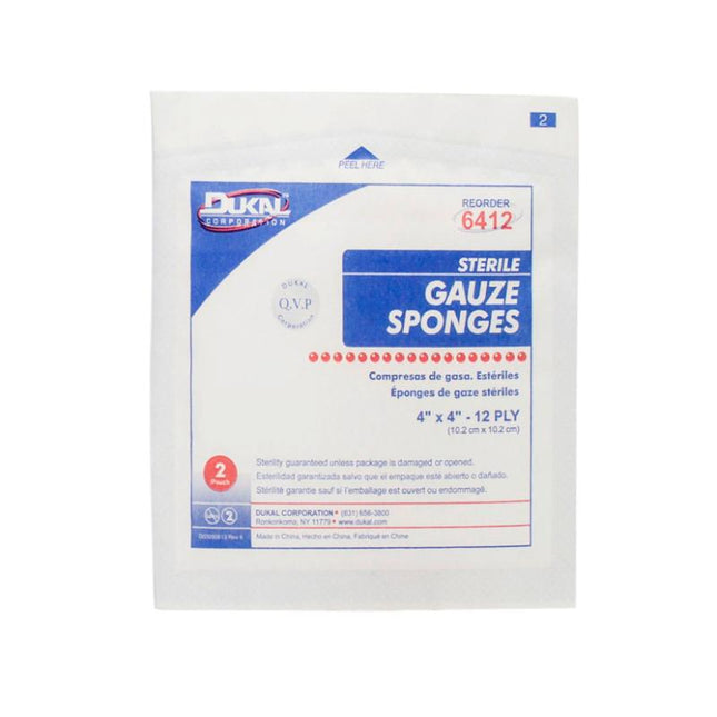 Dukal | Sterile Gauze Sponges 4" x 4" 12-Ply | 6412