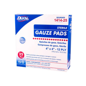 Dukal | Sterile Gauze Pad 4" x 4" 12-Ply | 1414-25