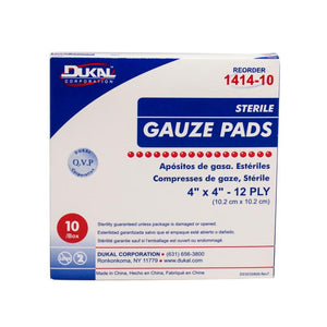 Dukal | Sterile Gauze Pad 4" x 4" 12-Ply | 1414-10