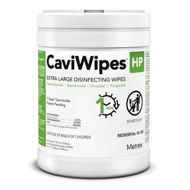 Metrex | Metrex CaviWipes HP XL Surface Disinfectant Cleaner Peroxide Based Manual Pull Wipe | 16-1150