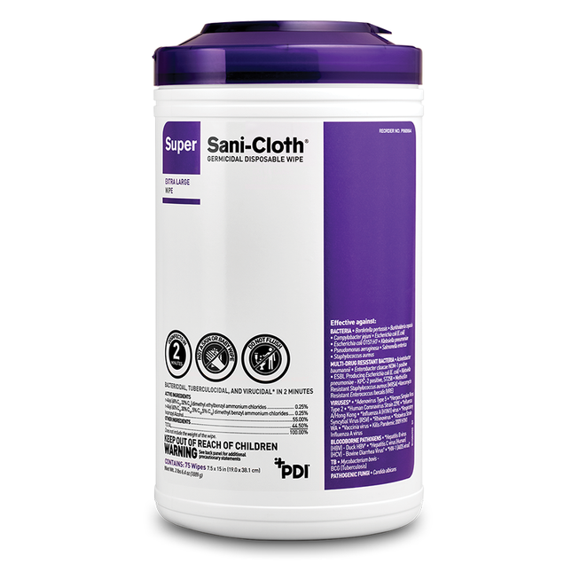 PDI | PDI Super Sani-Cloth Extra-Large Wipes (8" x 14"), P86984 (75 Count) | P86984-1