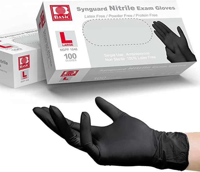 Medical Nitrile Exam Gloves, 5 mil black gloves | NGPF 1046 | Intco | SurgiMac