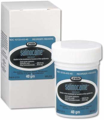 Salinocain Salicylic Acid / Benzocaine 550 mg - 20 mg Ointment Jar 1.5 oz.