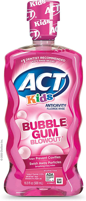 ACT Kids Bubblegum Blowout Anti-Cavity Rinse, 3 ct./16.9 oz. 30478