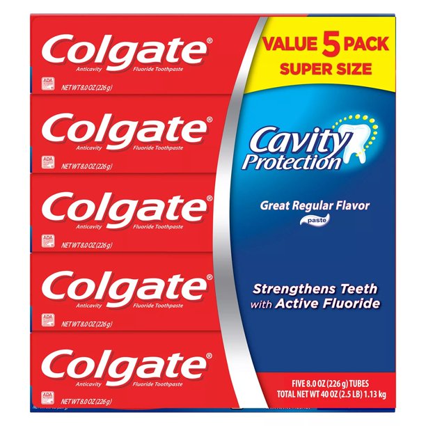 Colgate Cavity Protection Toothpaste with Fluoride, 5 pk./8 oz. - Regular Flavor 63650