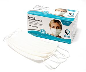 Extra Soft Earloop Face Mask, White, Level 3, 50/bx, 10 bx/ctn GCUWHA
