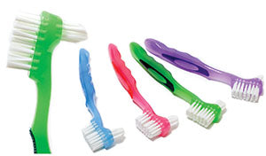 Quala | Denture Brush, 4 Assorted Colors (Blue/Green/Bright Pink/Bright Purple), 12/bx, 10 bx/cs (75 cs/plt) | Q90026