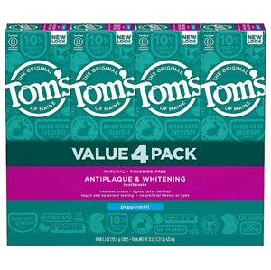 Tom's of Maine Antiplaque and Whitening Fluoride-Free Peppermint Toothpaste, 4 ct. 253658