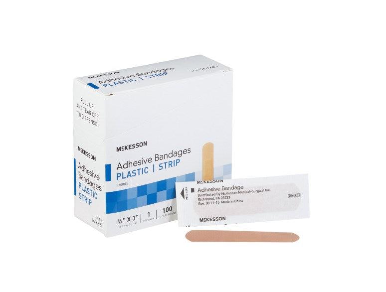 McKesson Adhesive Strip Plastic Rectangle Tan Sterile 16-4823
