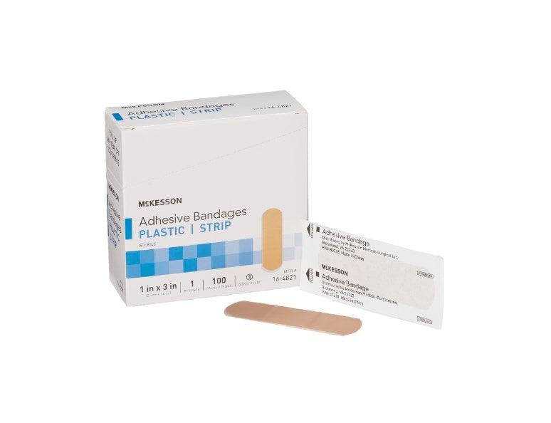 McKesson Adhesive Strip Plastic Rectangle Tan Sterile 16-4821-CS