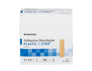 McKesson Adhesive Strip Plastic Rectangle Tan Sterile 16-4823