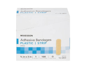 McKesson Adhesive Strip Plastic Rectangle Tan Sterile 16-4823