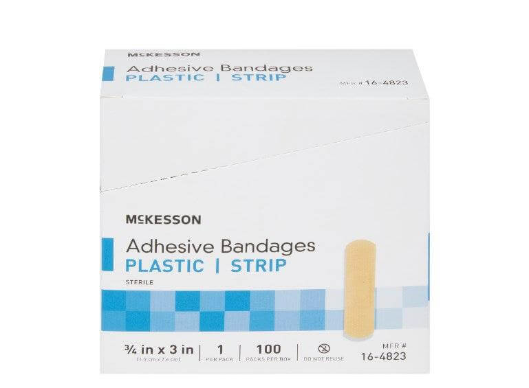 McKesson Adhesive Strip Plastic Rectangle Tan Sterile 16-4823