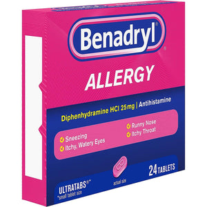 Allergy Relief Benadryl 25 mg Strength Tablet 24 per Box 10312547170311