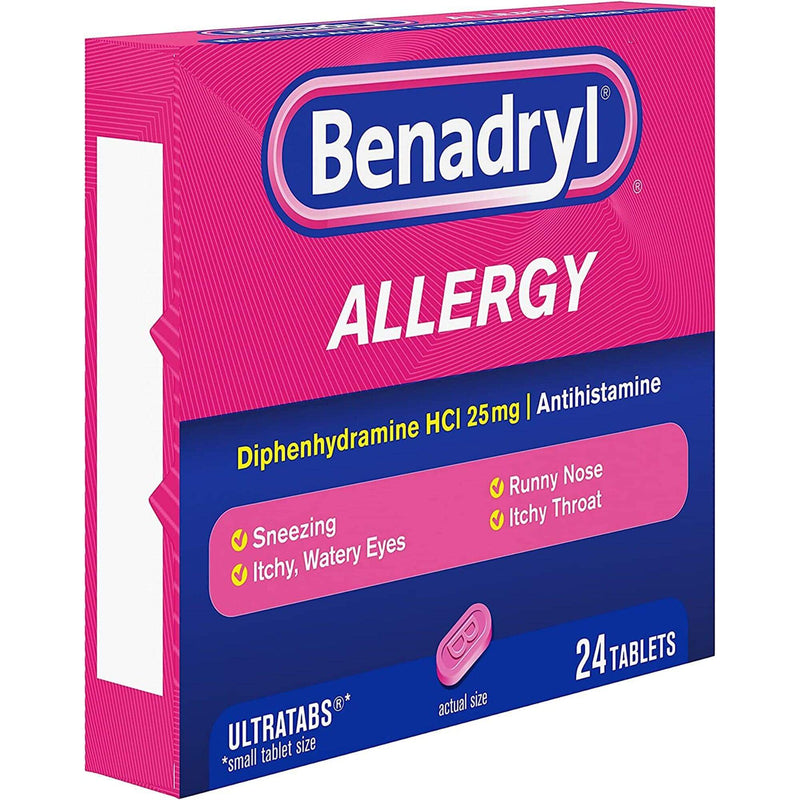 Allergy Relief Benadryl 25 mg Strength Tablet 24 per Box 10312547170311