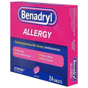 Allergy Relief Benadryl 25 mg Strength Tablet 24 per Box 10312547170311