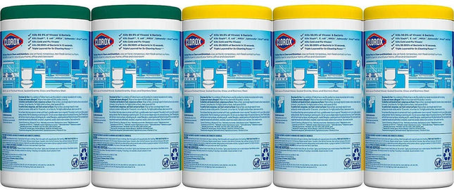 Clorox | Clorox Disinfecting Wipes Variety Pack - 5X Cleaning Power, Kills 99.9% of Bacteria - 5 Pack, 425 Count Total | CLO-01628