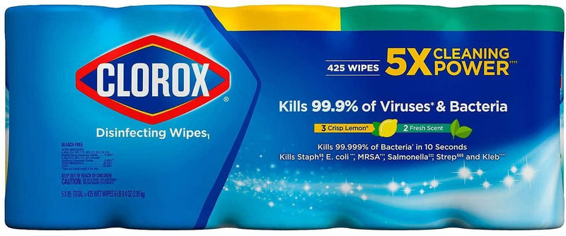 Clorox Disinfecting Wipes Variety Pack - 5X Cleaning Power, Kills 99.9% of Bacteria - 5 Pack, 425 Count Total CLO-01628