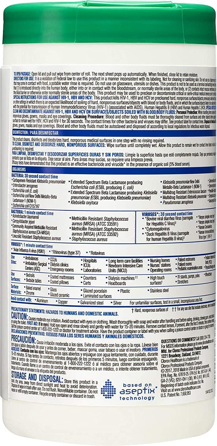 Clorox Healthcare Hydrogen Peroxide for Cleaning Disinfectant Wipes, 95 Count Canister 30824