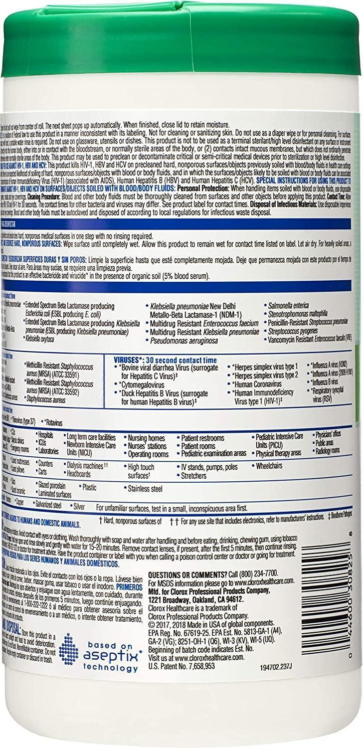 Clorox Healthcare Hydrogen Peroxide for Cleaning Disinfectant Wipes, 95 Count Canister 30824