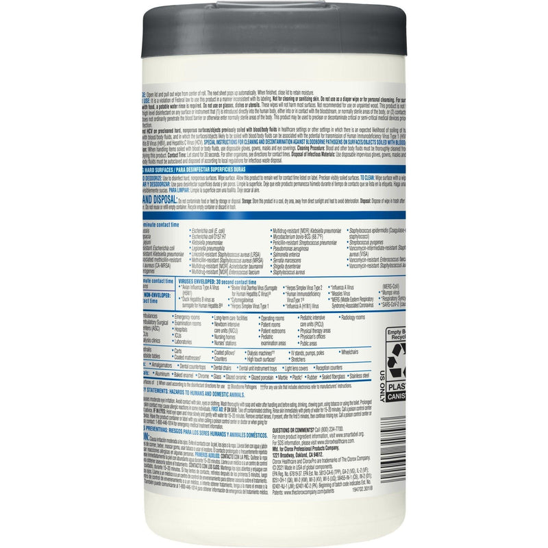 Clorox Healthcare VersaSure Surface Disinfectant Cleaner Premoistened Quaternary Based Manual Pull Wipe 150 31758