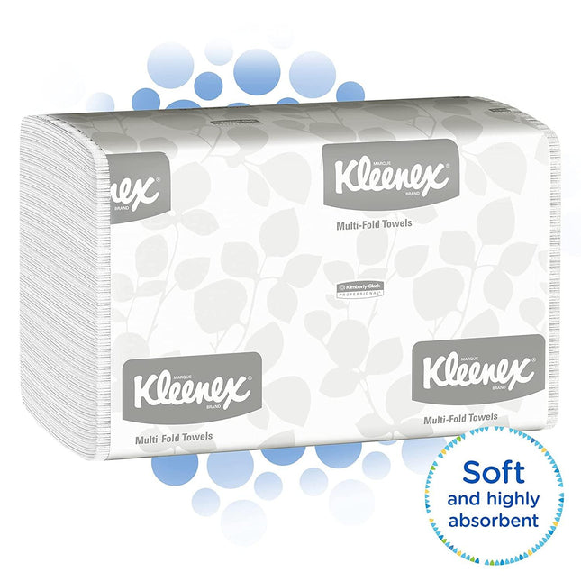 ‎Kimberly-Clark | Kleenex Multifold Paper Towels (01890), White, 16 Packs / Case, 150 Tri Fold Paper Towels / Pack, 2,400 Towels / Case | 01890