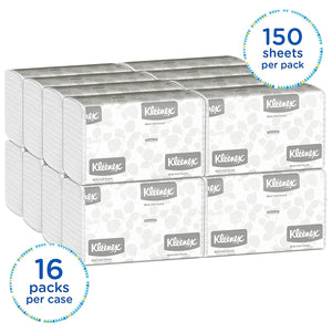 Kleenex Multifold Paper Towels (01890), White, 16 Packs / Case, 150 Tri Fold Paper Towels / Pack, 2,400 Towels / Case 01890
