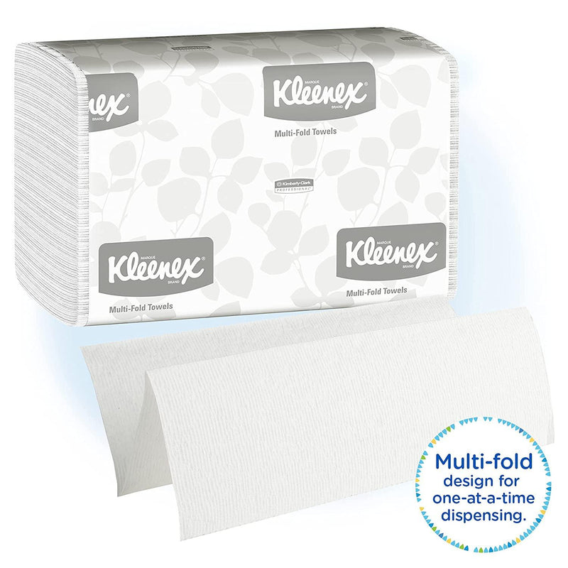 Kleenex Multifold Paper Towels (01890), White, 16 Packs / Case, 150 Tri Fold Paper Towels / Pack, 2,400 Towels / Case 01890