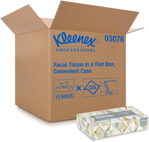 Kleenex Professional Facial Tissue, Flat Tissue Boxes, 12 Boxes 03076