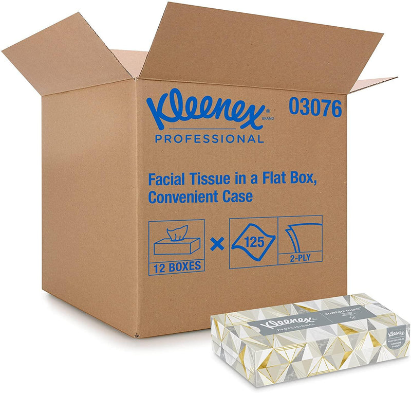 Kleenex Professional Facial Tissue, Flat Tissue Boxes, 12 Boxes 03076