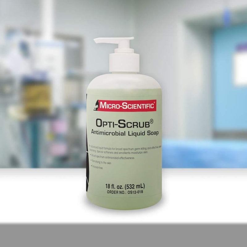 Opti-Scrub Antimicrobial Liquid Soap, Broad Spectrum, Non-Drying, 18 Ounce OS12-018