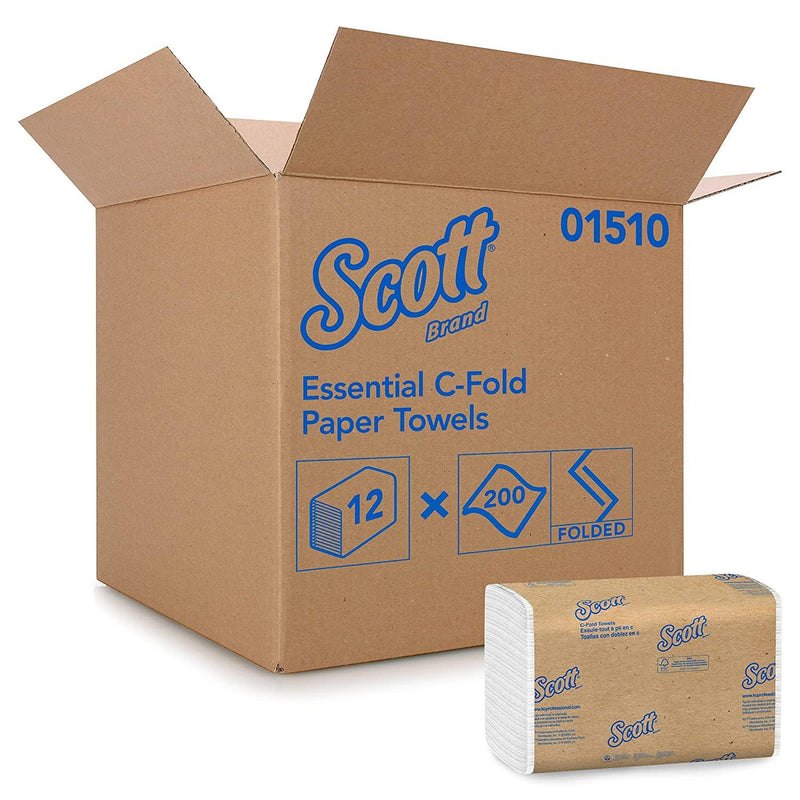 Scott Essential C Fold Paper Towels, 12 Packs / Case, 200 C Fold Towels 01510