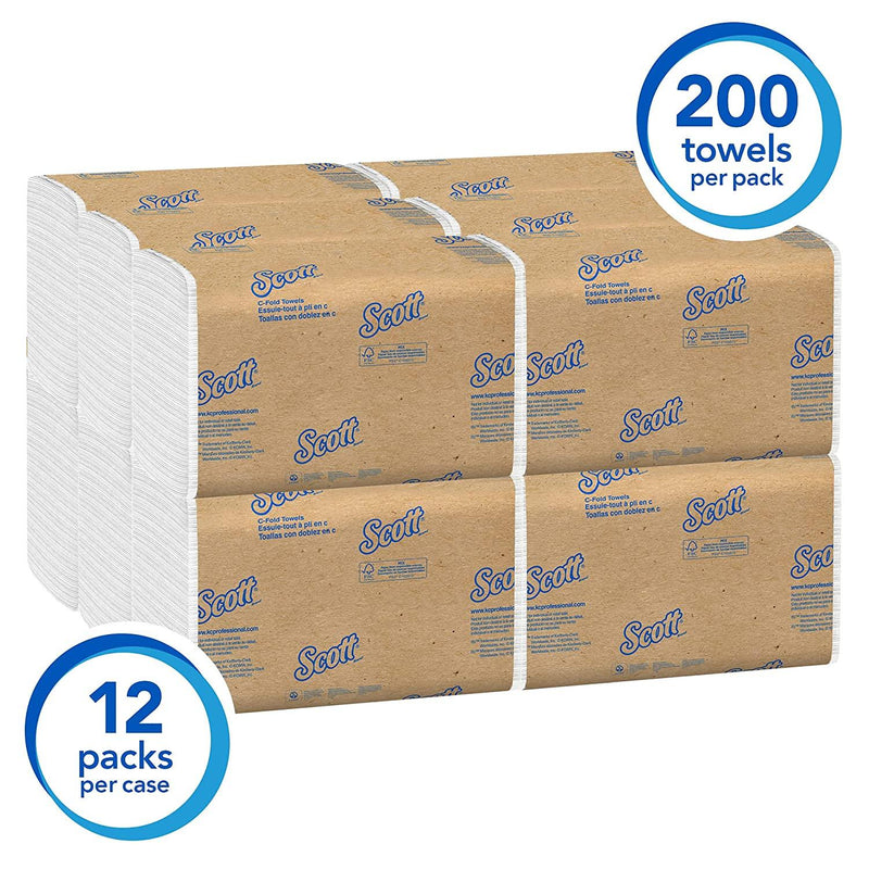 Scott Essential C Fold Paper Towels, 12 Packs / Case, 200 C Fold Towels 01510