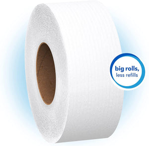 Scott Essential Jumbo Roll JR. Commercial Toilet Paper (67805), 100% Recycled Fiber, 2-PLY, White, 12 Rolls / Case, 1000' / Roll 67805