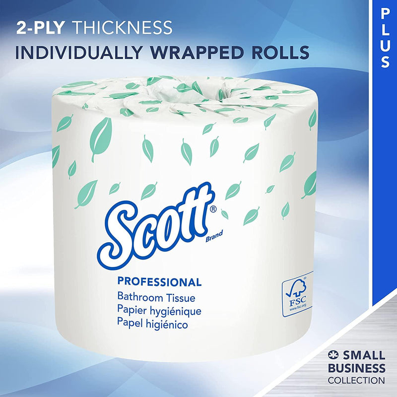 Scott Essential Professional Bulk Toilet Paper for Business (13607), Individually Wrapped Standard Rolls, 2-Ply, White, 20 Rolls/Convenience Case, 550 Sheets/Roll 13607