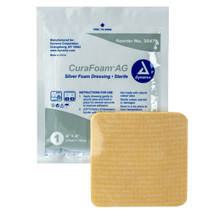 Dynarex CuraFoam AG Silver Foam Dressing - 4"X4" 3047